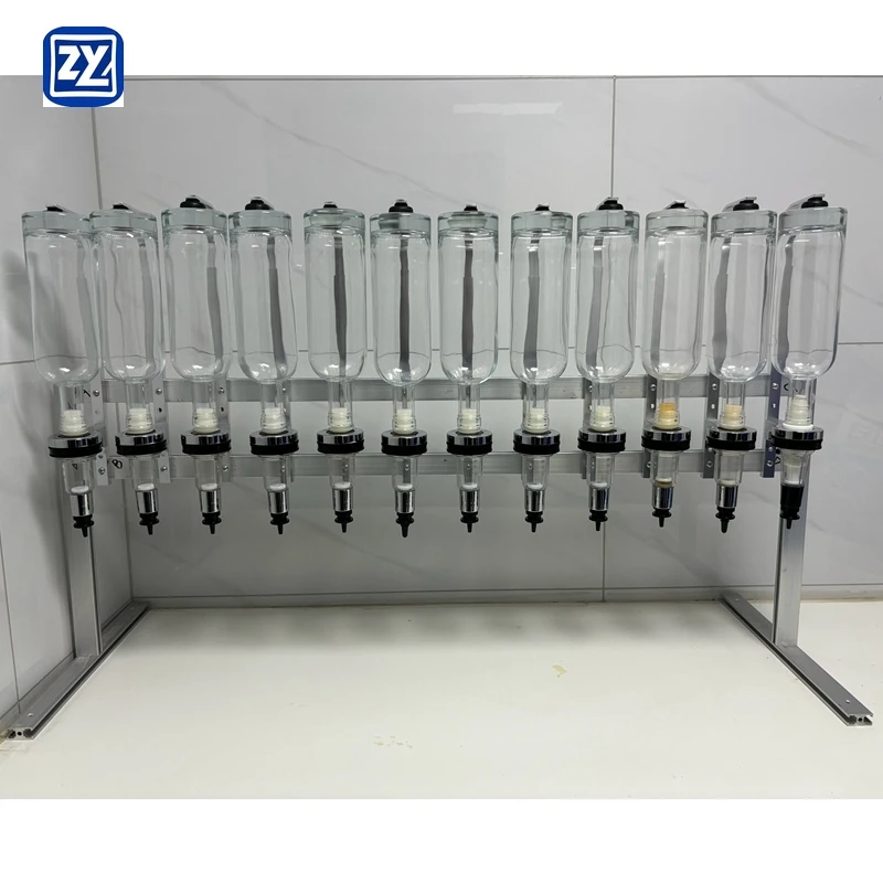 

ZY Designed Desktop 12pcs Glass Bottles Perfume Dispenser Set 375ml Bottle Perfume Filling Machine for Perfume Bar