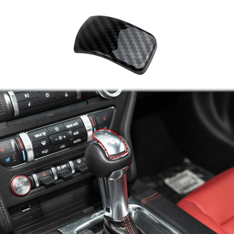 Center Console Gear Shift Head Cover Trim For Ford Mustang 2024 Interior Accessories Carbon Fiber