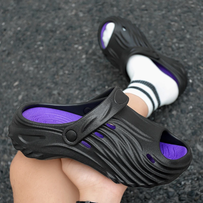 Men Sandals Slip On 2 in 1 Summer Outdoor Thick Sole Non Slip Waterproof Driving Shoes