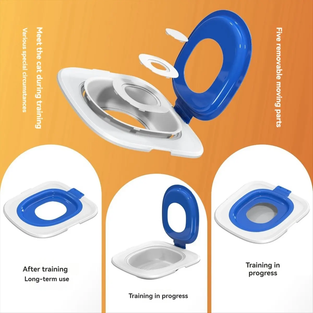 A20I Cat Toilet Training Kit, Universal Reusable Cat Toilet Trainer, Cat Toilet Training Seat Tool for Pet Cleaning Blue