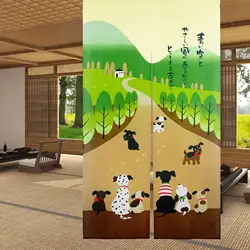 Happy Dog Family Noren Japanese Style Doorway Curtain Tapestry for Home Decoration Doorway partition Door Decor