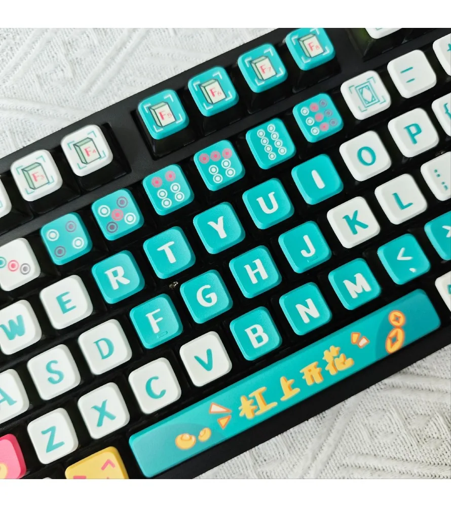 118 key small full set of four-sided transparent mechanical keyboard keycaps XDA height bar flowering hot sublimation
