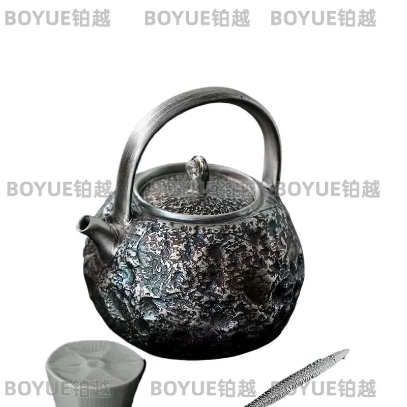 999 Sterling Silver Kung Fu Tea Set Retro Ceramic Teapot for Fireplace Boiling Traditional Chinese Tea Ware Gift