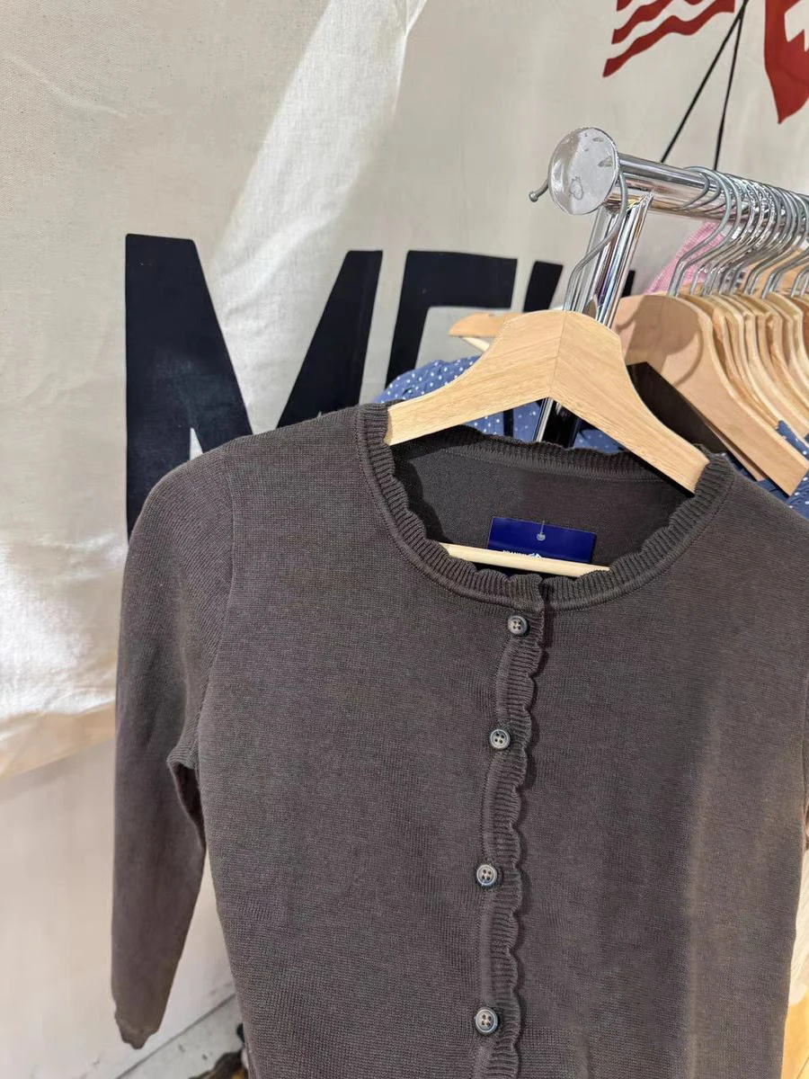 جيوب البني محبوك سترة سترة الخريف س الرقبة القطن ضئيلة طويلة الأكمام البلوزات النساء نمط Preppy الصلبة الحلو تريكو