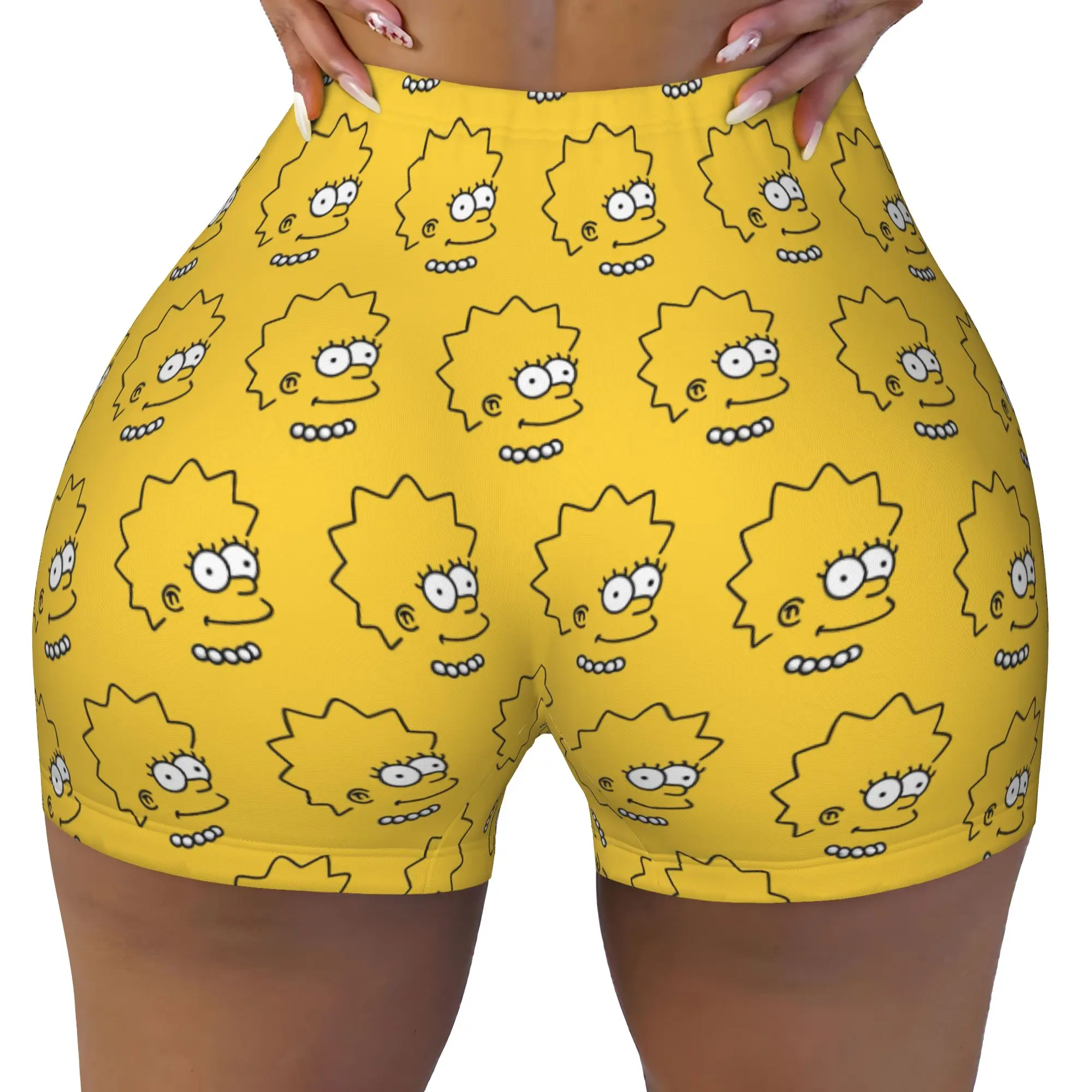 Custom S-Simpsoned Anime Workout Shorts Women's Homer Cartoon Gym Running Biker Yoga Shorts