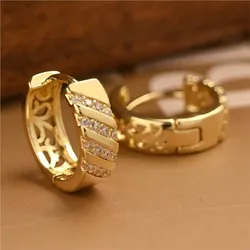 18K Gold-plated Zircon Hoop Earrings for Women Geometric Anti allergy Chunky Huggies Party Jewelry Gifts Wholesale