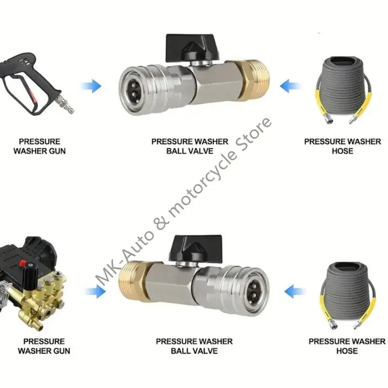 F62F Professional 1/4 Inch Valves Hose Adapter Connector Coupler Leak Proof Design Heavy Duty Metal Vehicle Wash Accessories