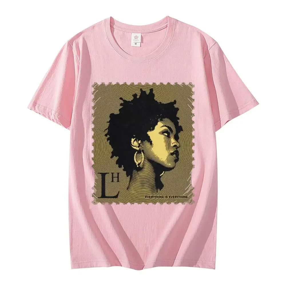 Rapper Lauryn Hill Music Album Graphic T-Shirt Short Sleeve Comfort Top 100% Cotton Men\'s Summer T-Shirt Fashion Trend T-Shirt