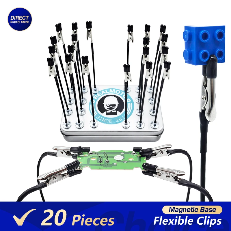20 stücke Multifunktionale Flexible Clips Alligator Weiche Klemme Kopf Magnetische Basis PCB Halter für DIY Modell Malerei Airbrushing Werkzeug