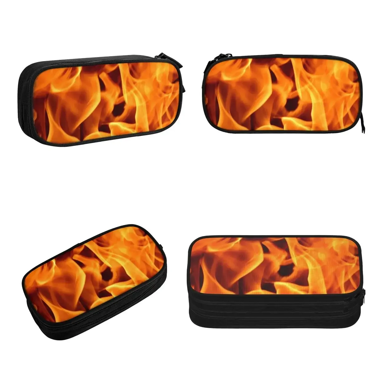 Bright Orange Flames Pencil Cases Large Storage Pen Bags Pen Box Pencil Pouch For Boys Girls Students Stationery School Office