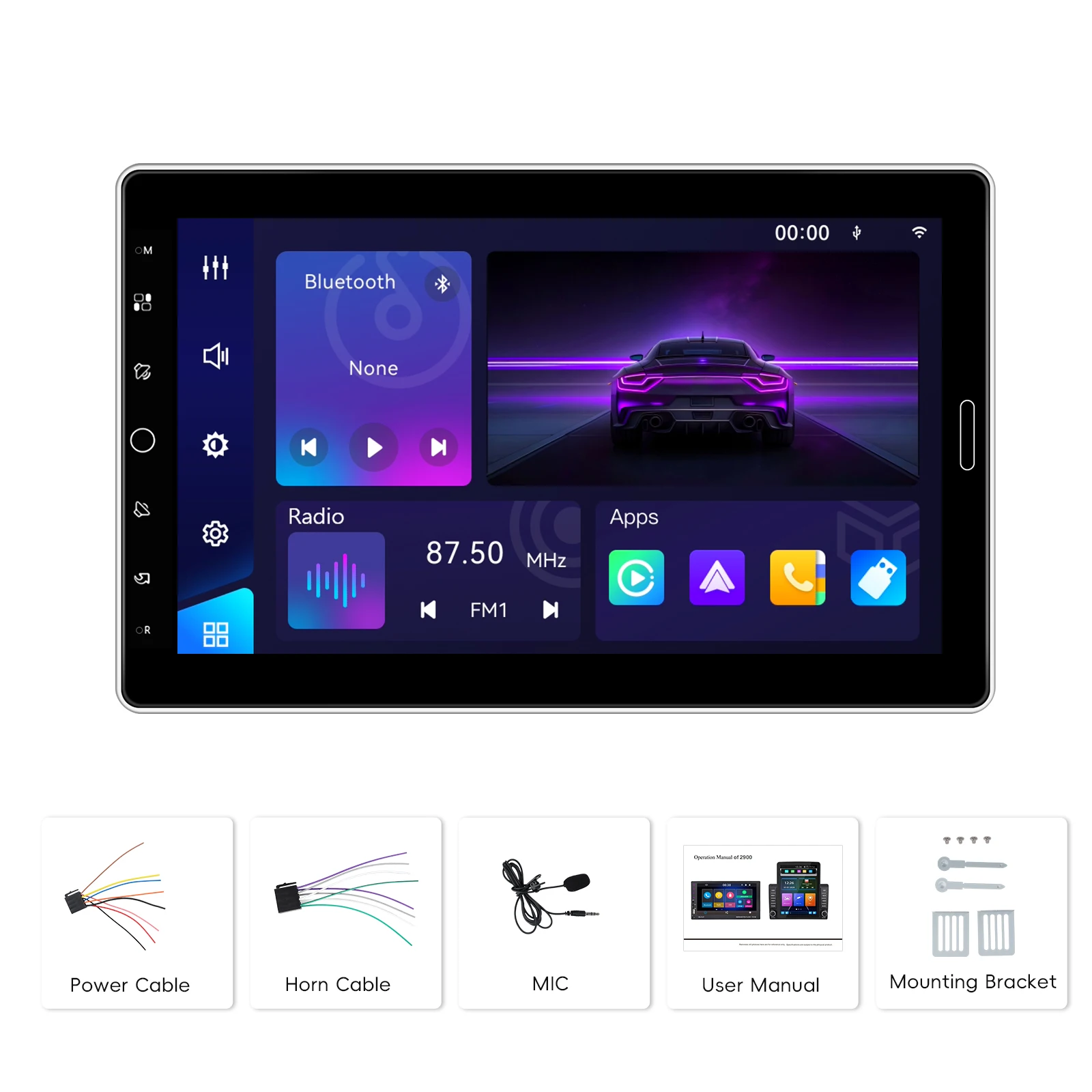 Podofo 1DIN CarPlay Autoradio Android Auto Mirror Link Universelles Auto-MP5-Player FM/AM/RDS Radio Bluetooth USB DVR AUX-IN – Detail 18