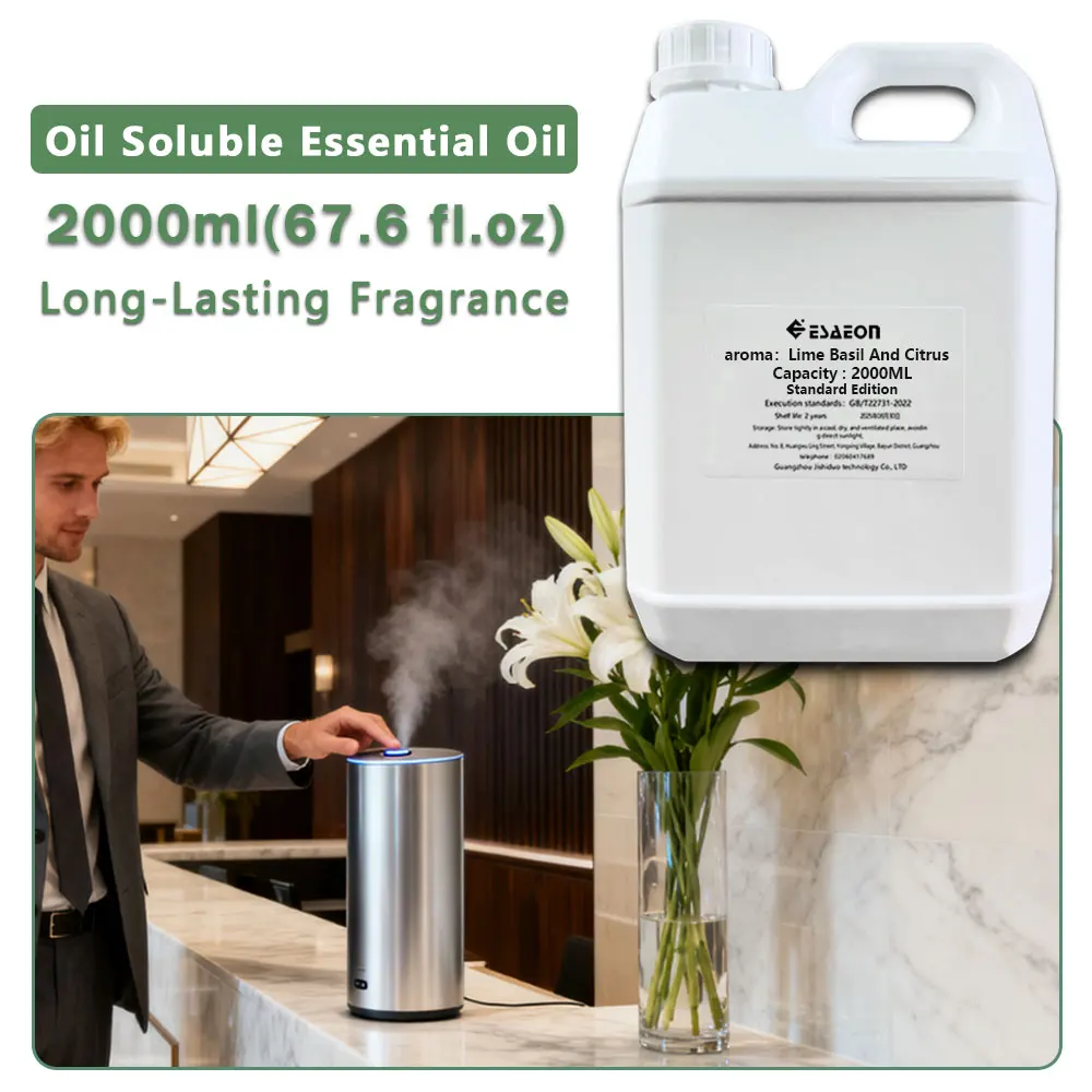 ESAEON Essential Oils - For Waterless Aromatherapy Machines, Hotel Aroma Machine Oil, Lime Basil Citrus - 2000ML (67.6 fl.oz)