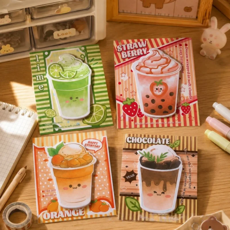 60pcs/lot Kawaii Milk Tea Memo Pad Cute Stationery Label Notepad Planner Sticker Post School Supplies