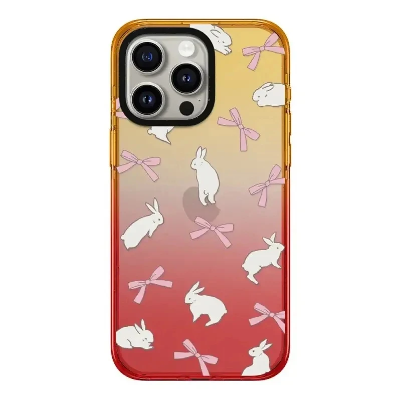 

2.5 Acrylic Peach Gradient Border Cartoon iPhone 12 13 15 14 Pro Max Protective Case, Fits iPhone 15 Pro Max