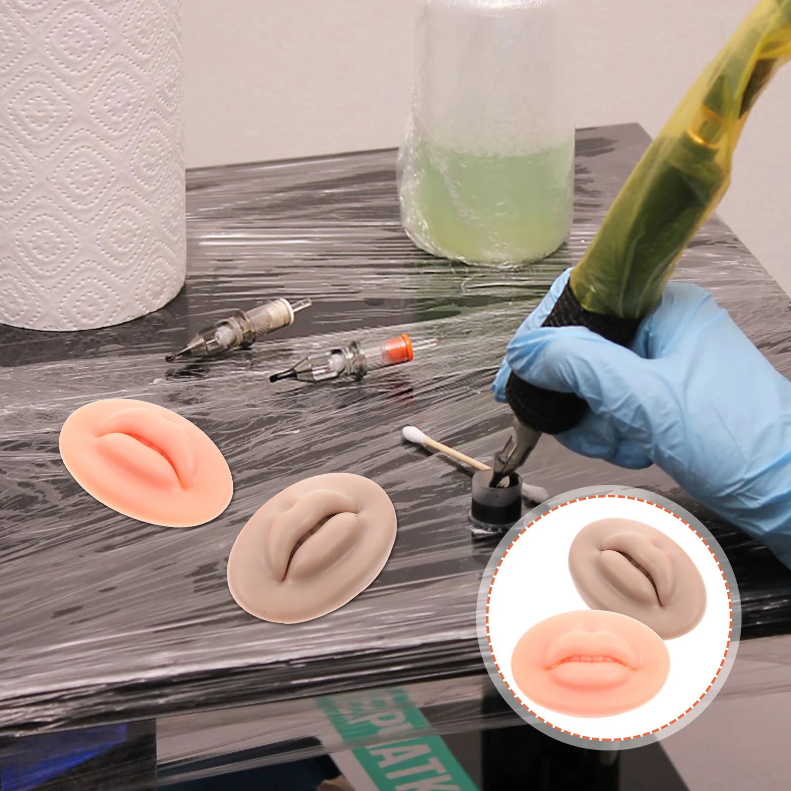 

2 шт., 3D силиконовая эластичная татуировка для губ, мягкая искусственная кожа, тренировочный инструмент для губ для профессиональных татуировщиков, искусственная кожа