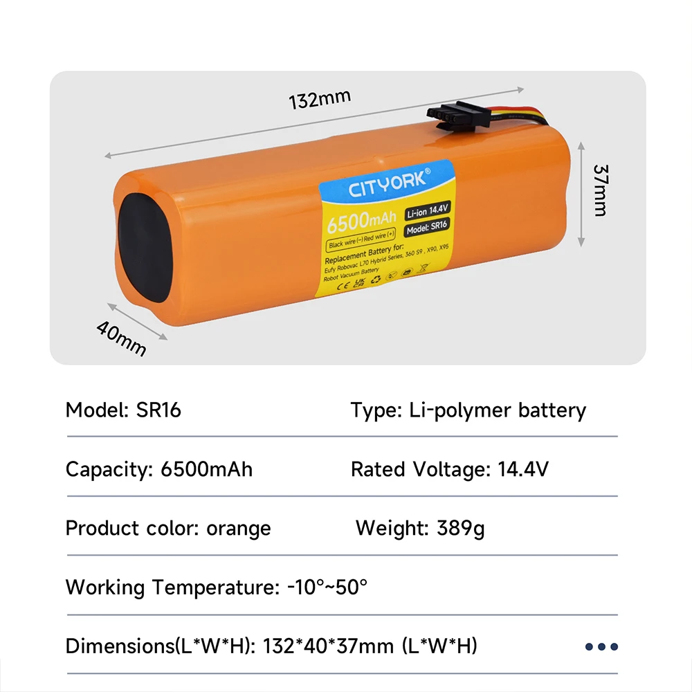 14.4V 6500mAh Rechargeable Lithium Battery For Eufy Robovac L70 Hybrid Series Qihoo 360 X90 X95 S9 Robot Vacuum Cleaner