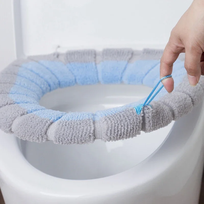 Warm Toilet Seat Cover Mat Winter Bathroom Toilet Pad Cushion With Handle Thicker Soft Washable Closestool Warmer Accessories