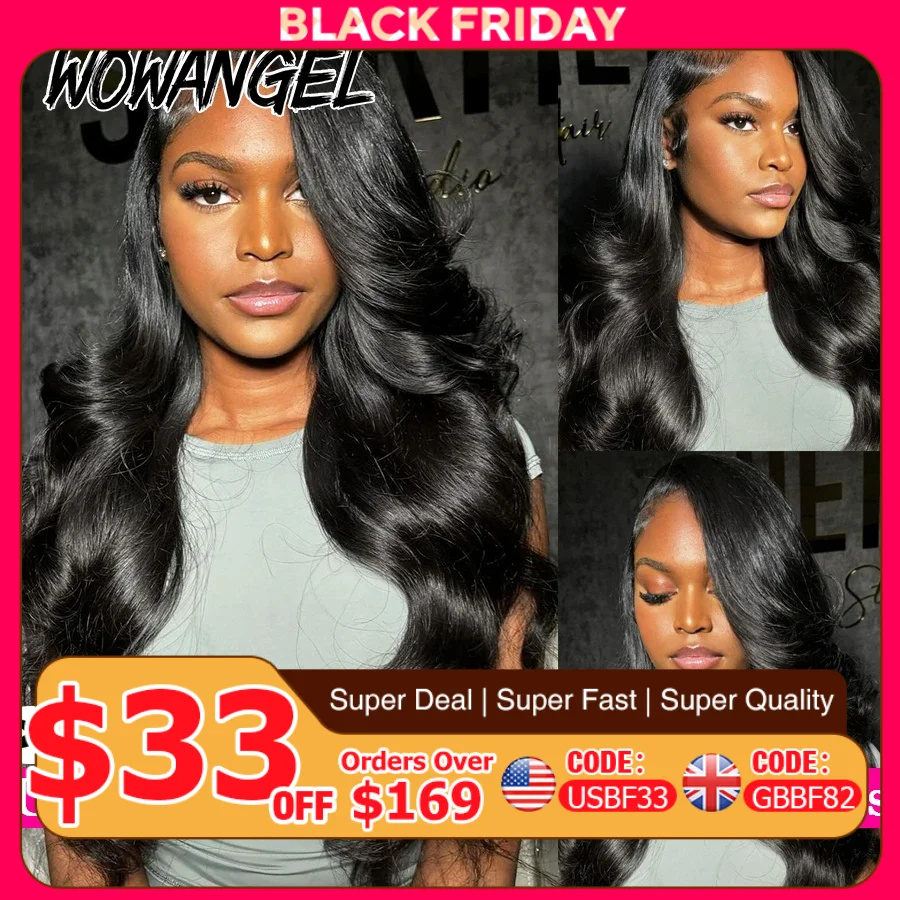 WowAngel 13x6 HD Lace Frontal Wigs Body Wave Human Hair Wigs Bye Bye Knots Skin Melted Pre Plucked Brazilian Hair For Women