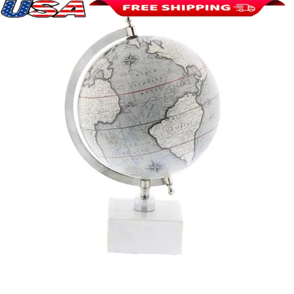 

Contemporary Decorative Globe Tabletop Sculpture with Iron and Ceramic Stand Indoor Accent Piece Living Room Office Decor