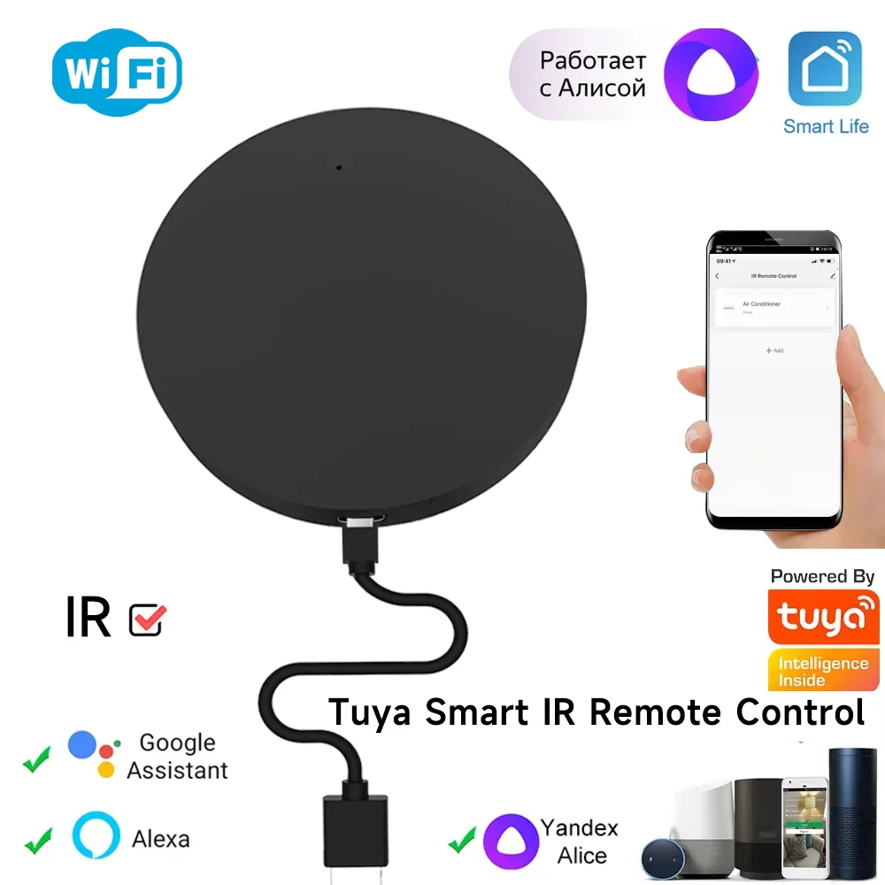 Tuya Wi-Fi ИК-пульт дистанционного управления Smart Универсальный для телевизора DVD Кондиционер Alexa Пульт дистанционного управления Работа с Google Assistant SmartLife