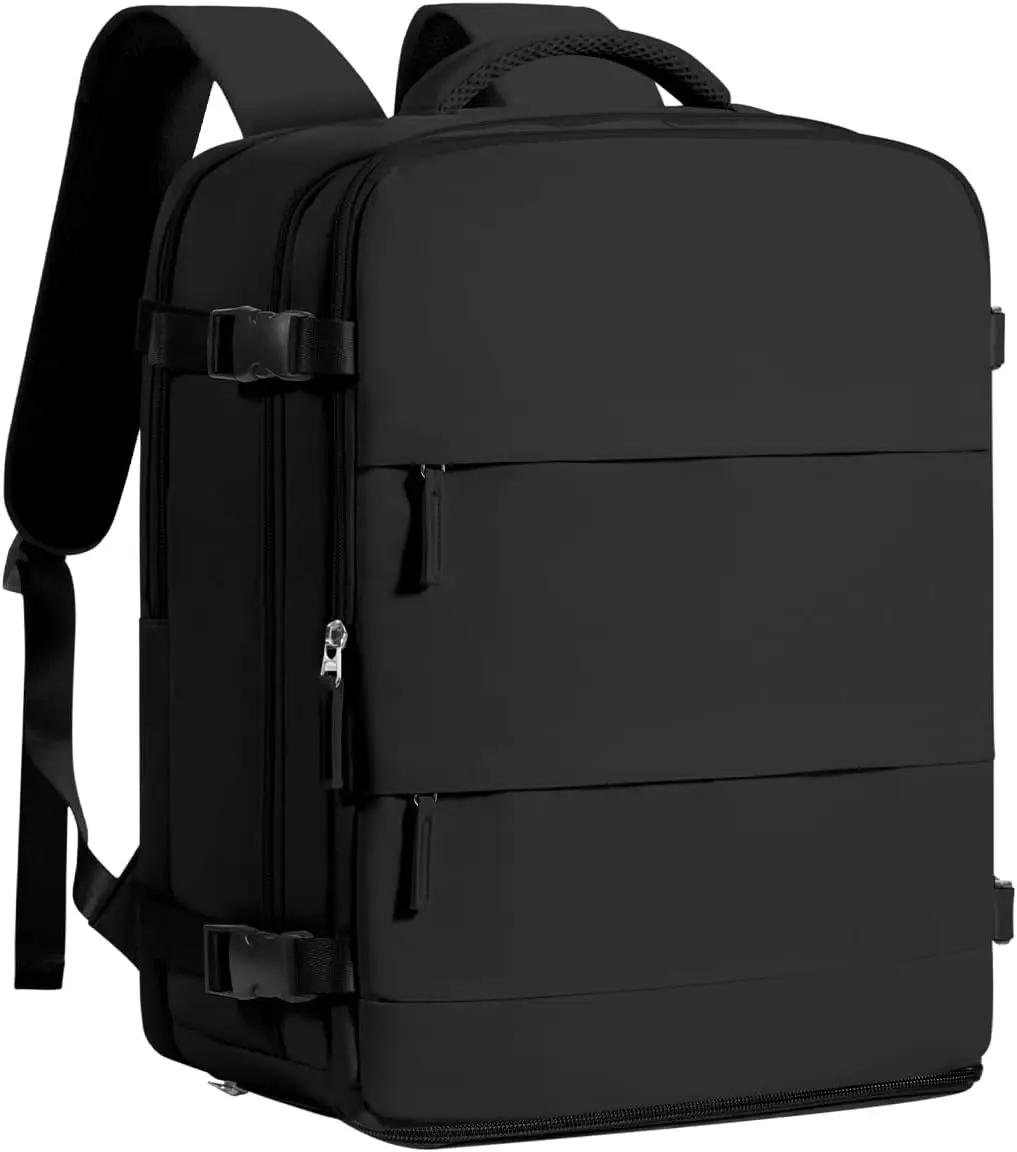 

Large Black Travel Backpack Carry-On Flight Approved Personal Item Bag for Airlines, Men Women