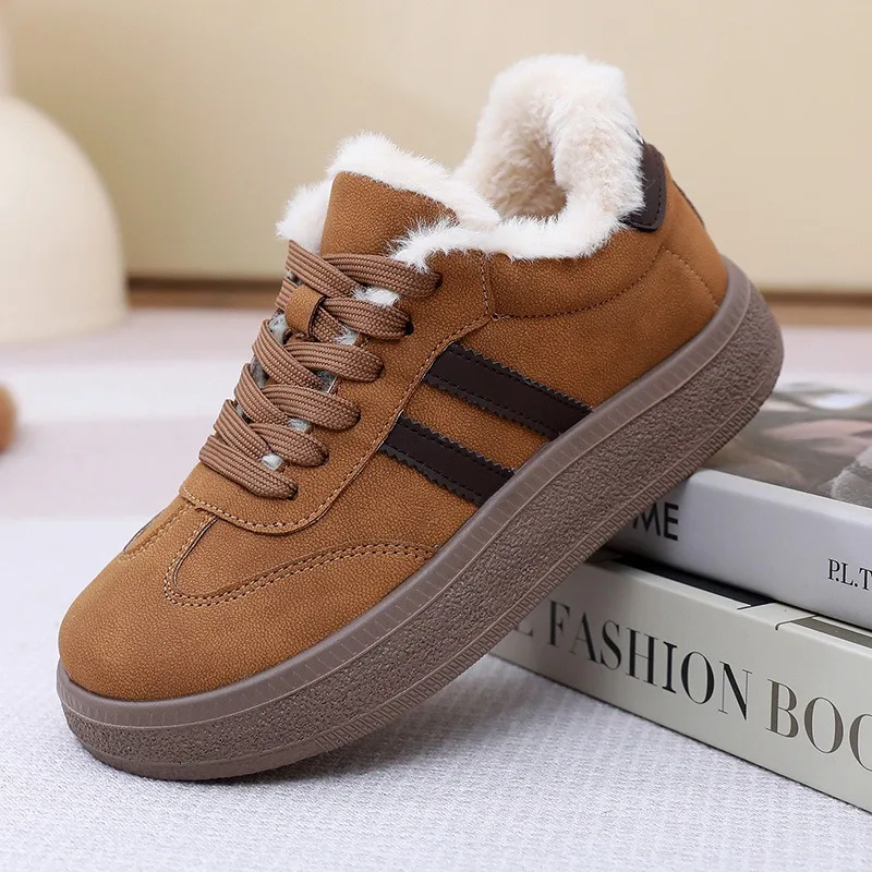 Winter Hot Sale Women's Fleece Casual Shoes Fashion Warm Comfortable Women Cottom Shoes Retro Style Durable Flats Shoes Women 42