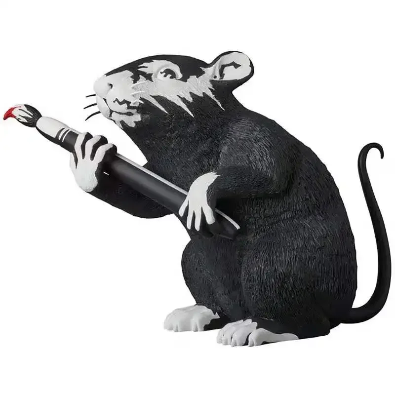 Modern Art Banksy Love Rat Street Art Black and White Rat Statue with Color Box Creative Resin Art Craft Home Decor Best Gift
