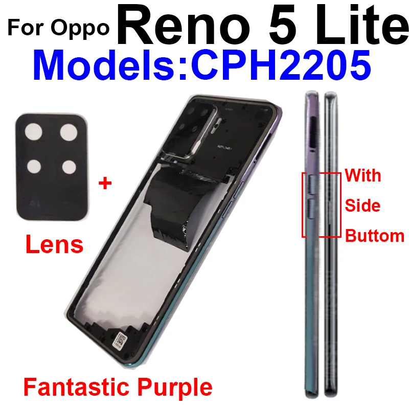 Middle Frame Housing Cover For OPPO Reno 5 Lite Back Cover Battery Door Housing with Lens Replacement Parts