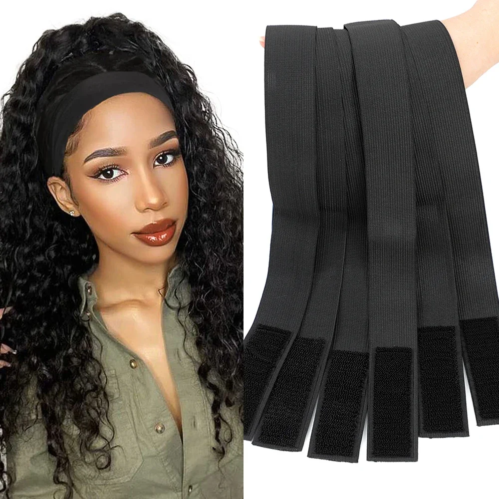 2pcs/3pcs/5pcs/10pcs Fashion Hair Elastic Band For Wigs Adjustable Edge Scarf Elastic Headband With MagicTape for Women Lace Wig