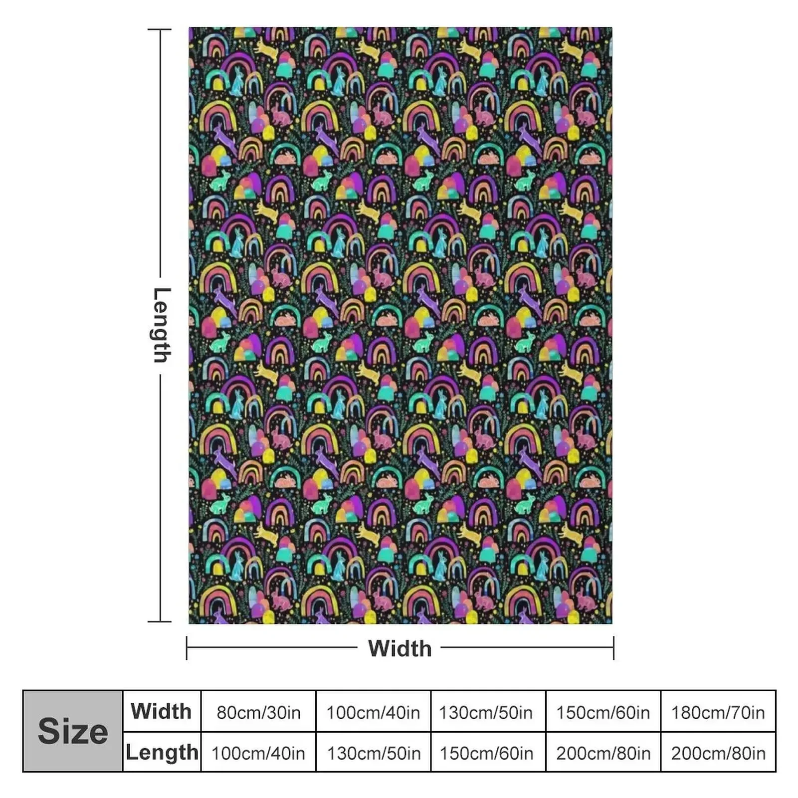 Rainbow Rabbits - black Throw Blanket Soft Plaid Single Hairy Sofa Throw Personalized Gift Designers Blankets