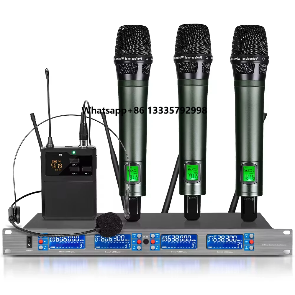 

Professional UHF Metal Dynamic Handheld Wireless Microphone for Stage Conference Karaoke Church Use