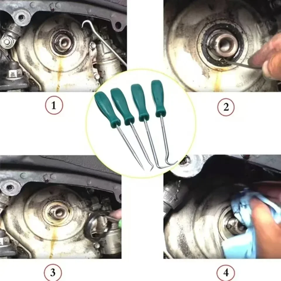 Für Garagen Allgemeine Klempner Mechanik Werkstatt Auto Werkzeuge 135mm 4Pcs Öl Dichtung Schraubendreher Set Auto Auto Fahrzeug Pick Haken