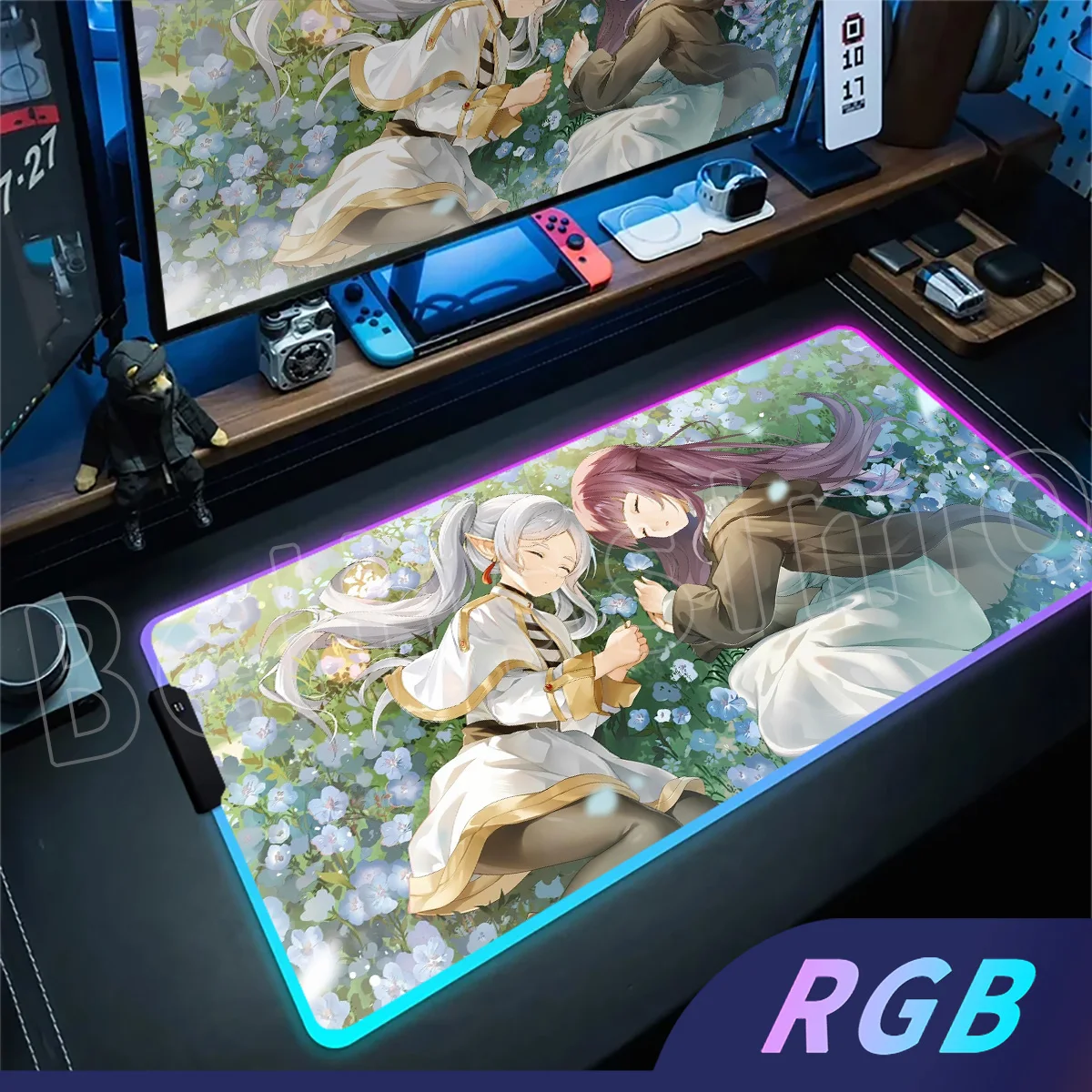 

HD Printing Frieren At The Funeral RGB Mouse Pad XXL Mousepad Large Gaming Rubber Kawaii Girls Mousepad Laptop PC Table Desk Mat