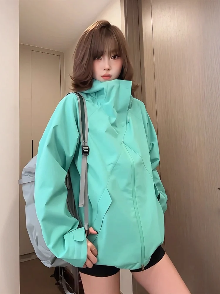 

Dopne Soft ell Hooded Jaet Women's Sle Autumn Sun Protection Stand Collar Outdoor Climbing Cycling Outerwear