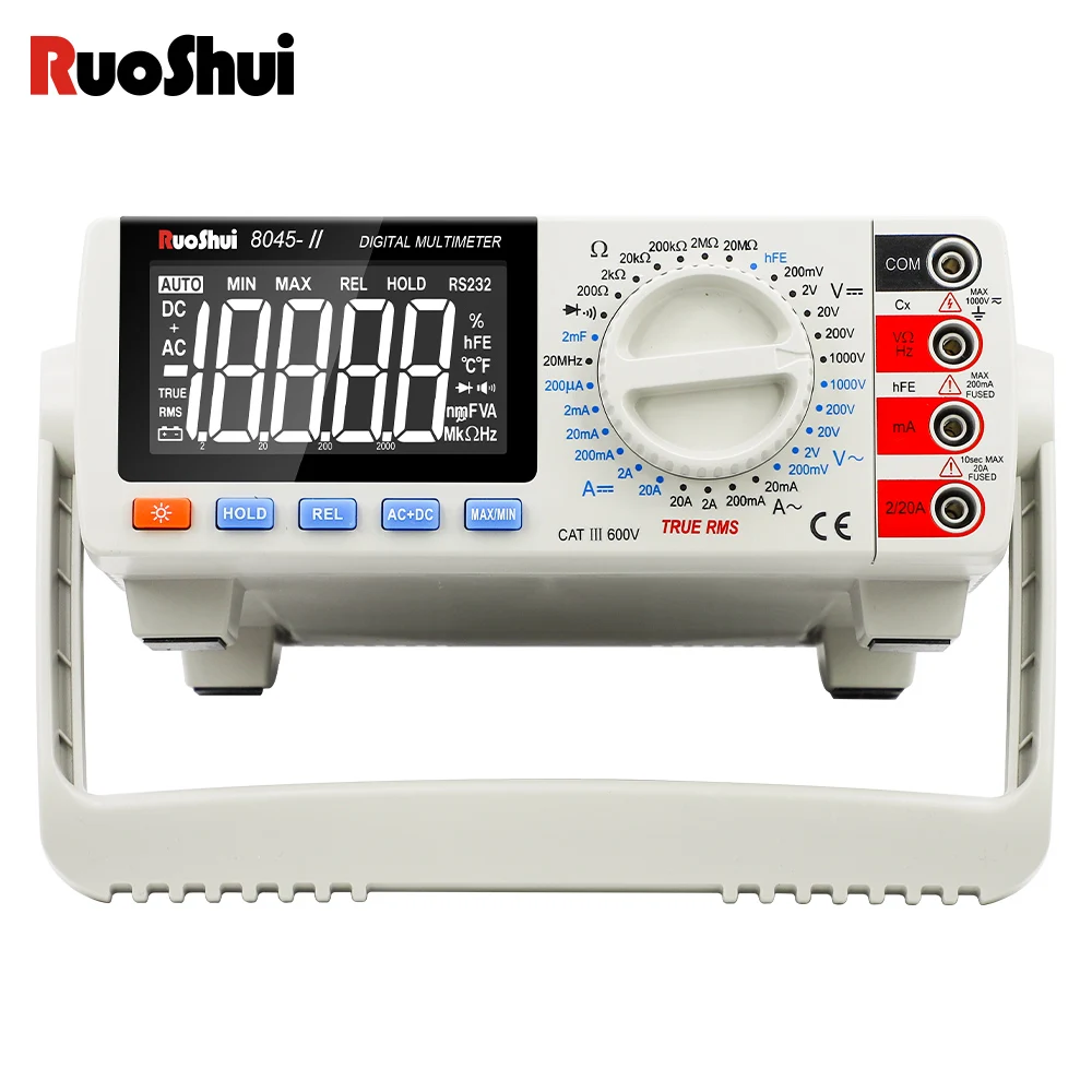 RuoShui 8045 Multimetro digitale True RMS 20000 conteggi Tester Desktop Auto Range Multimetro AC DC voltmetro ohmmetro Multimetro