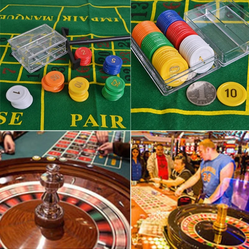 10 inch Roulette Game Set Casino Roulette with Table Cloth Chips for Bar KTV Party Borad Game