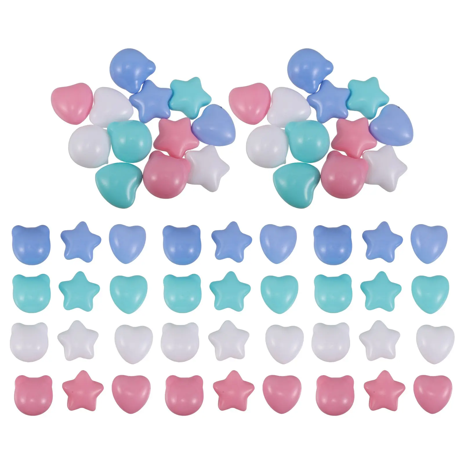 

120Pcs Children Play Balls Bear Heart Star Shapes Colorful Plastic Pit Balls for Toddler Ball Pool Indoor Outdoor Play Tent