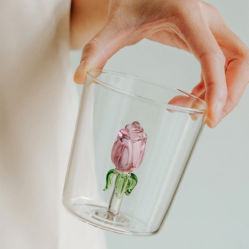 3D Creative Glass Cups Transparent Mugs With Handle Coffee Cup Cute Water Bottles Heat Resistant Milk Coupe Best Festival Gifts