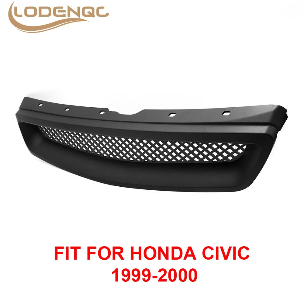 

LODENQC Racing Car Front Grills Grille for 1999-2000 Honda Civic Type R Black ABS LC101066