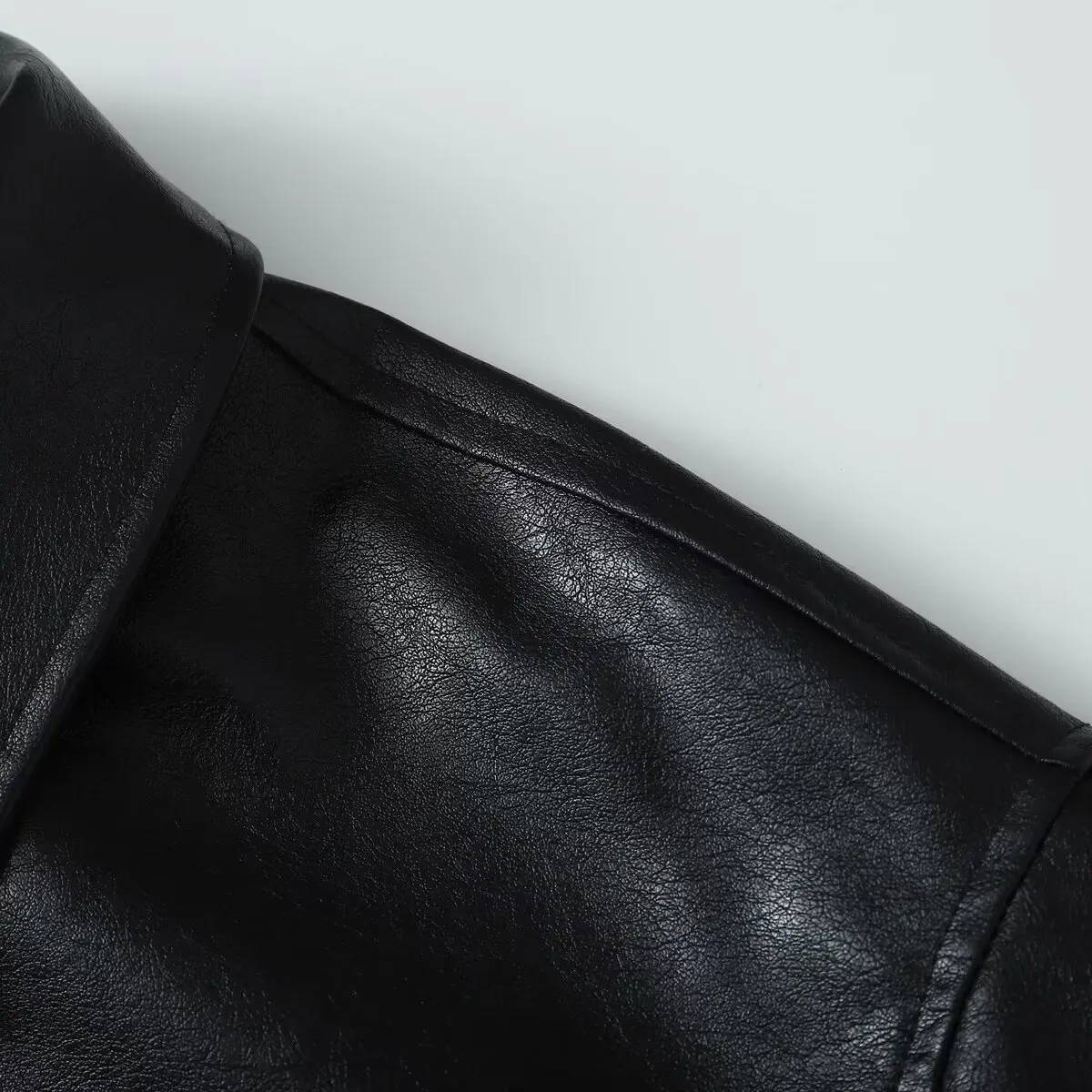 Faionable Design JNLEAOG Women's Leather Jaet Autumn New Sle All-Match Polyester Fibre Long Sve Flip Collar Coat