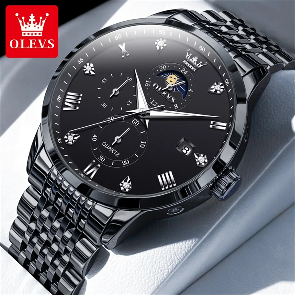 OLEVS 2925 Classic Brand Movement Watch Multifunctional Tidal Diurnal Phase Calendar Window 30m Waterproof Luminous Watch