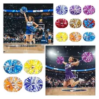 30cm*37cm Cheerleader Pom Poms Multicolors PET Cheerleading Accessories Double Hole Handle Come On Props Pom Poms Sport Events 4