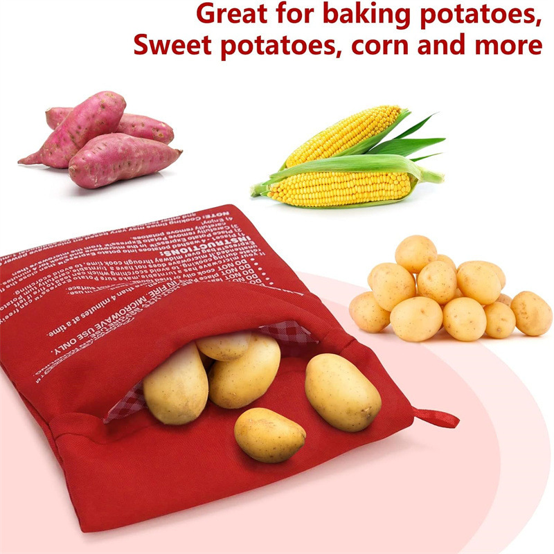  Microwave Potato Bag Reusable Express Microwave Potato Cooker Bag Baked Potato Cooker Perfect Potatoes 4 Minutes Red Baked Pouch 