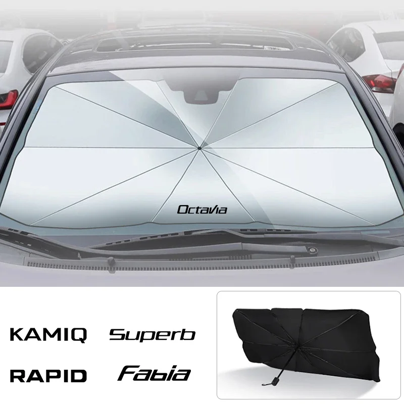 Car Windshield Sunshade Car Interior Front Sun Shade for Skoda Octavia Fabia Rapid Superb Kodiaq Scala Karoq Citigo Kamiq Enyaq