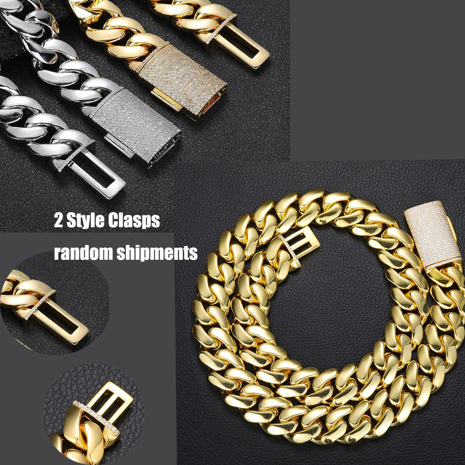 8-22 مللي متر الهيب هوب بلينغ مثلج خارج 18 كيلو مطلية بالذهب الفولاذ المقاوم للصدأ كثيفة الكوبية ميامي ربط سلسلة القلائد للجنسين مغني الراب مجوهرات #6