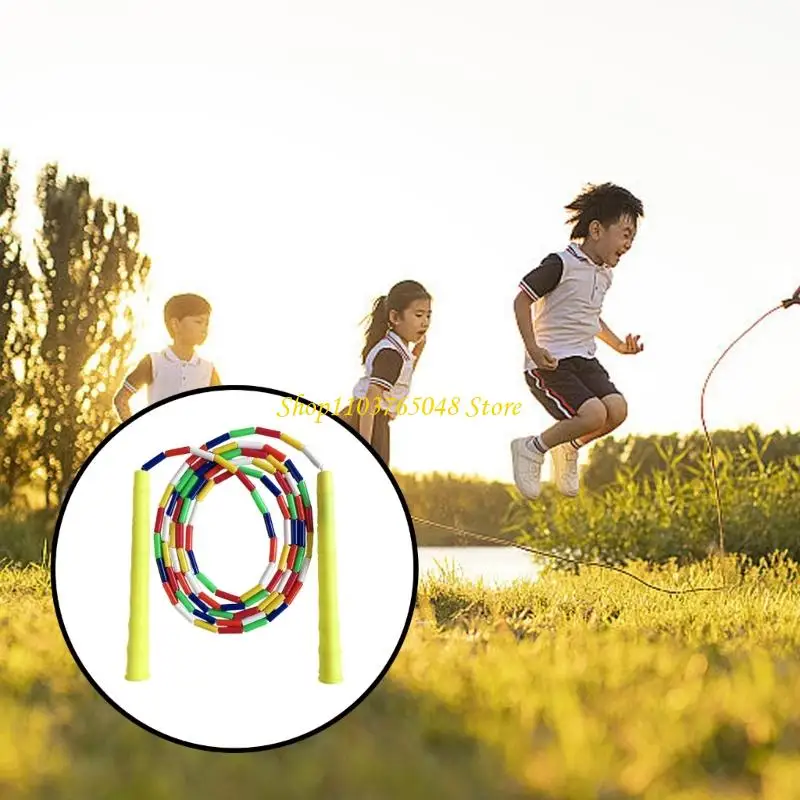 R53E Childrens Beads Skipping Rope Secure Grip Junior Exercise Skipping Rope