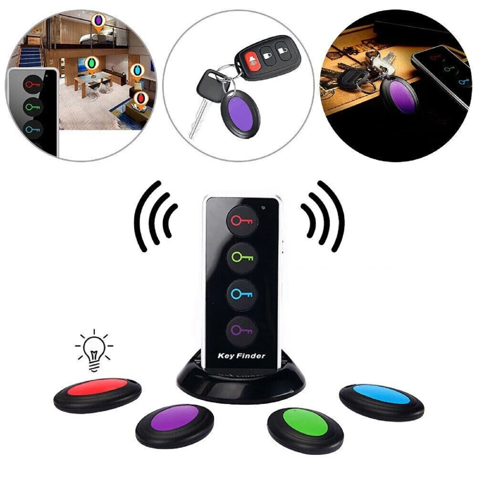 Wireless Key Finder RF Key Locator Pet Tracker Wallet Tracker Finder Remote Control 1 RF Transmitter 4 Receiver 4 in 1 Alarm New