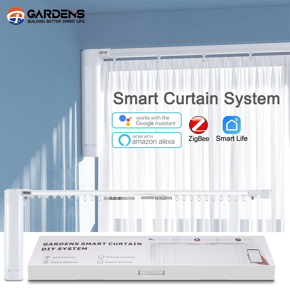 Garden 4.2M Smart Home Improvements Curtain Motor Track Set Kit With Radio Overheating Protection System Timing Function