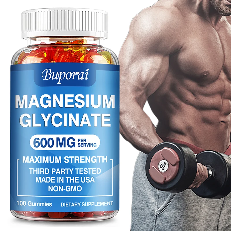 Magnesium Glycinate Gummies - Help Sleep Relieves Stress Support Memory Muscle Spasms and Joint Bone Support