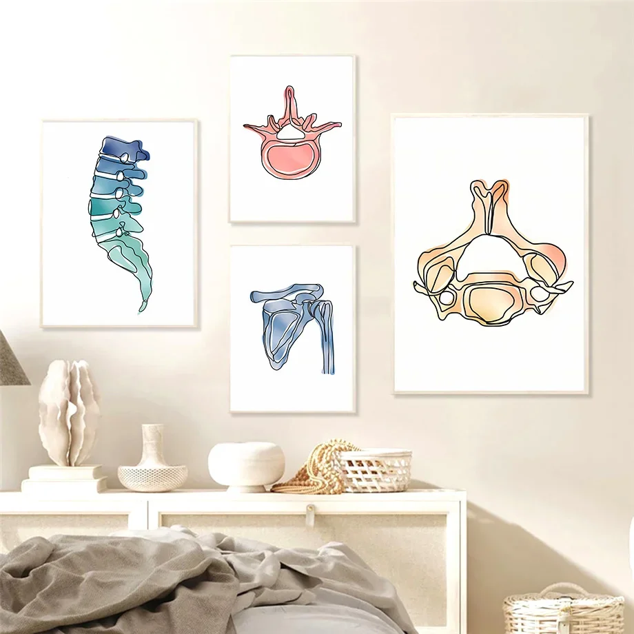 Human Anatomy Skull Lung Lumbar Spine Skeleton Medical Wall Art Canvas Painting Poster And Prints Wall Pictures For Clinic Decor